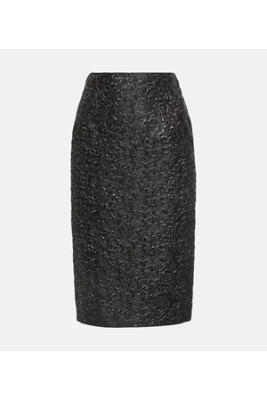VERSACE Metallic jacquard pencil skirt