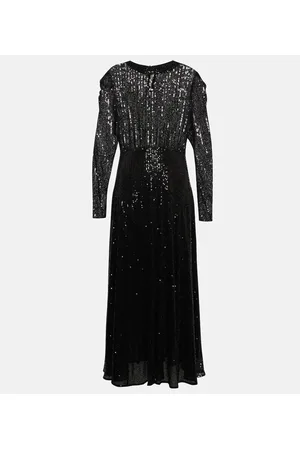 RIXO London Cerise ruched sequined midi dress