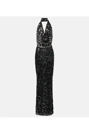 AYA MUSE Bellico sequined halterneck maxi dress