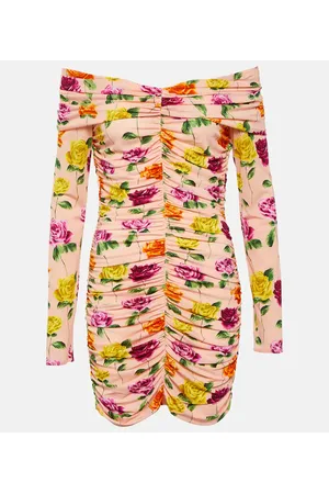 MAGDA BUTRYM Ruched off-shoulder floral minidress