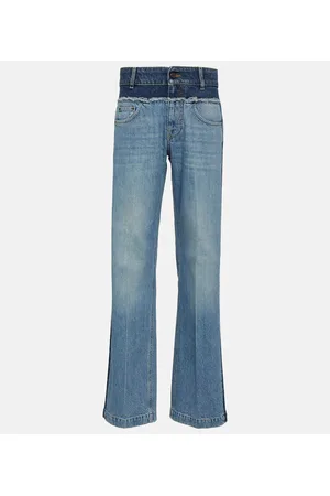 Stella McCartney Paneled high-rise wide-leg jeans