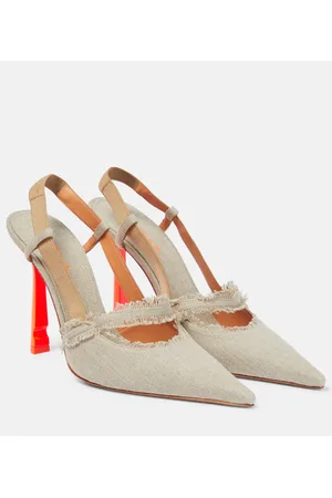 OFF-WHITE Pop Oyster linen slingback pumps