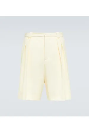 King & Tuckfield Pleated high-rise wide-leg wool shorts
