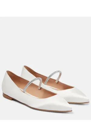 Gianvito Rossi Crystal-embellished satin ballet flats