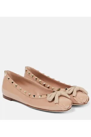 VALENTINO GARAVANI Rockstud patent leather ballet flats