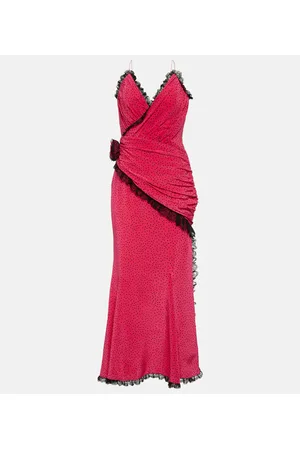Alessandra Rich Floral-appliquÃ© silk maxi dress