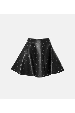 Alaïa AlaÃ¯a Eyelet embellished leather miniskirt