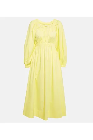 ULLA JOHNSON Helena gathered cotton midi dress