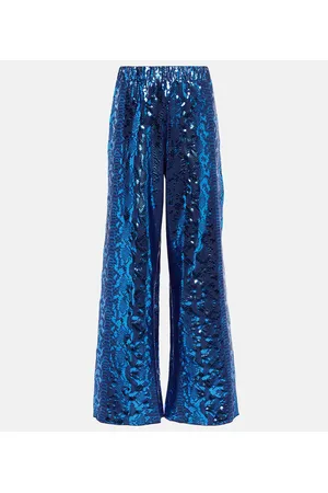 Oseree OsÃ©ree Metallic snake-print wide-leg pants