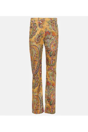 Etro Paisley cotton twill straight pants