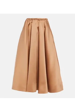 VALENTINO Pleated duchesse midi skirt
