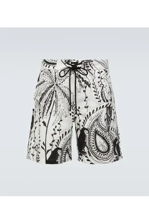 Alanui Printed cotton and linen shorts