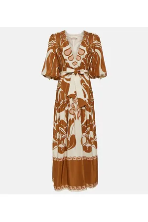 Adriana Degreas Printed puff-sleeve silk maxi dress