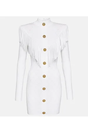 Balmain Fringed knit minidress