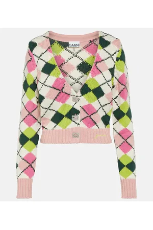 Ganni Argyle cotton cardigan