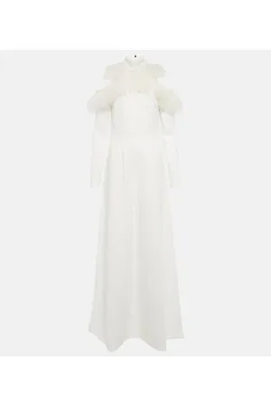 Christopher Kane Bridal feather-trimmed crÃªpe gown