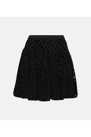 Alaïa AlaÃ¯a High-rise wool-blend open-knit miniskirt