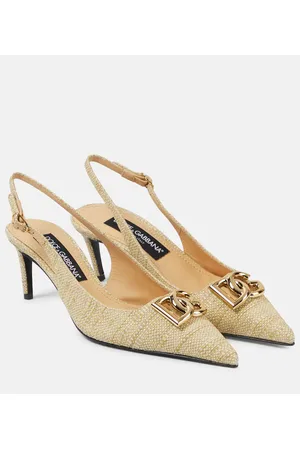 Dolce & Gabbana Logo raffia slingback pumps
