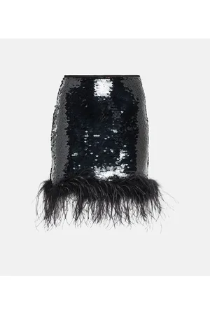 GIUSEPPE DI MORABITO Feather-trimmed sequined miniskirt