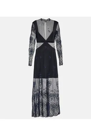 Paco rabanne Satin and lace cutout maxi dress