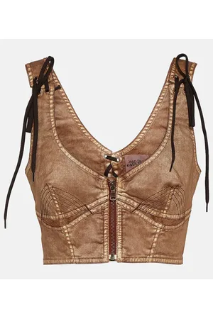 Jean Paul Gaultier X KNWLS cropped denim corset top