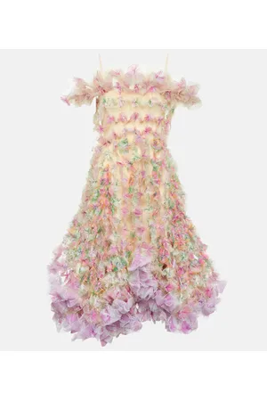 SUSAN FANG Off-shoulder tulle midi dress