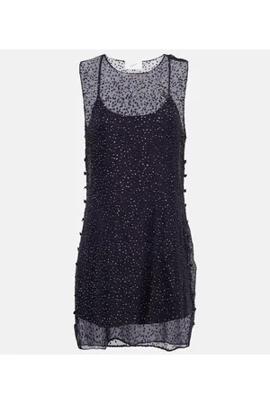 COPERNI Embellished sheer silk minidress