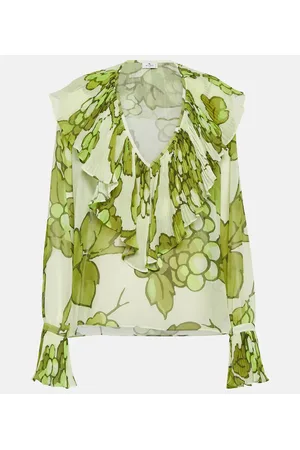 Etro Printed ruffle-embellished top