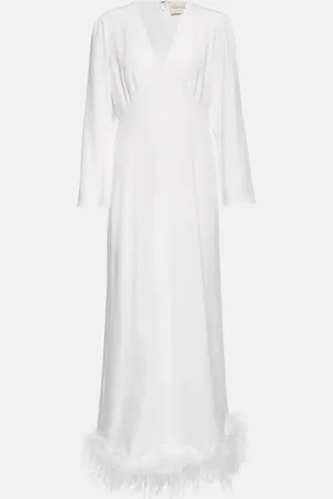 RIXO London Bridal Mya feather-trimmed dress