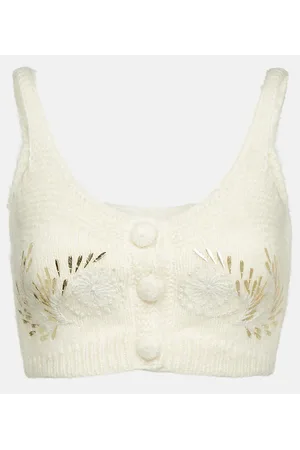 JACQUES WEI Beaded crochet bra top