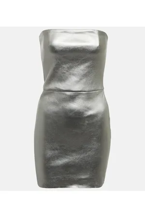 Stouls Amina strapless leather minidress