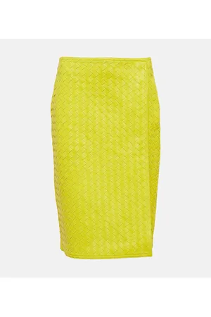 Bottega Veneta Intrecciato leather midi skirt