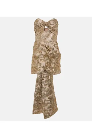 JOHANNA ORTIZ Bow-detail cutout brocade minidress