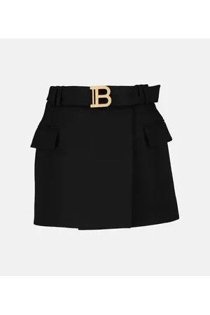 Balmain Low-rise wool miniskirt