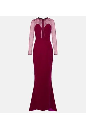 Miss Sohee Embellished cotton-blend velvet gown
