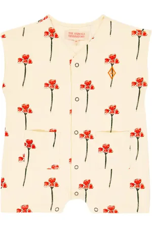 The Animals Observatory Baby Ape floral cotton playsuit