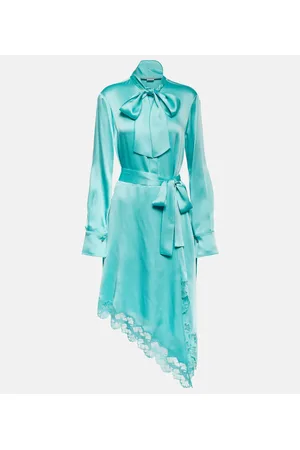 Stella McCartney Lace-trimmed satin midi dress