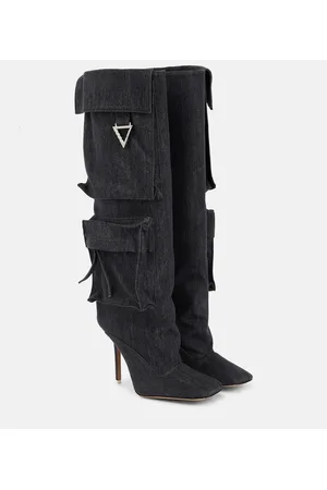 The Attico Sienna denim knee-high boots