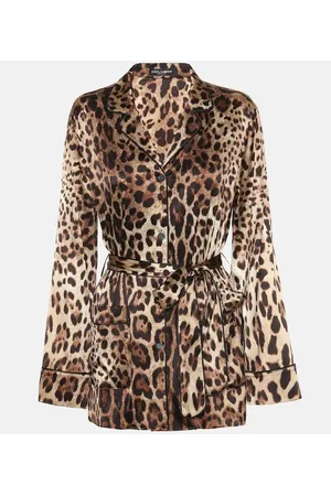 Dolce & Gabbana Leopard-print stretch-silk satin top