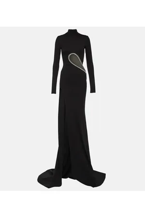 DAVID KOMA Paneled embellished jersey gown