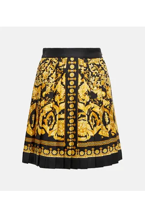 VERSACE Barocco high-rise pleated silk miniskirt