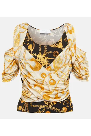 Marine Serre Draped printed cutout top