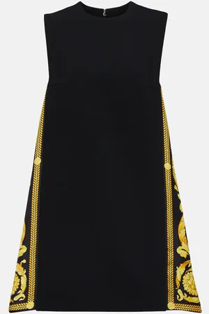 VERSACE Barocco crÃªpe and twill shift dress