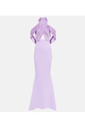 Safiyaa Louella crÃªpe and satin halterneck gown