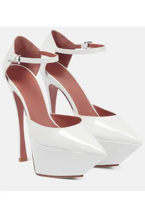 Amina Muaddi Angelica leather platform pumps