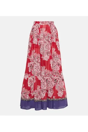 Etro High-rise cotton and silk maxi skirt
