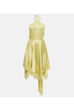 Stella McCartney Lace-trimmed satin midi dress