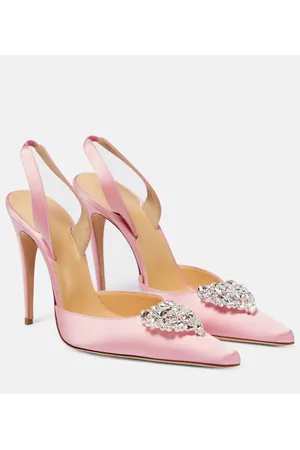 MAGDA BUTRYM Crystal-embellished satin slingback pumps