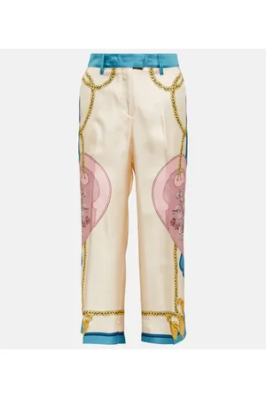 Etro Printed high-rise cropped silk pants