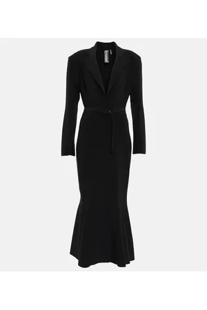 Norma Kamali Belted jersey fishtail midi dress